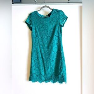Laundry By Shelli Segal Lace Teal Crochet Dress size 0